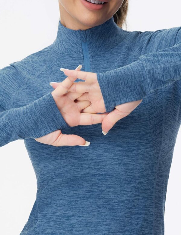 THE GYM PEOPLE Women's Half Zip Golf Workout Shirts Long Sleeve Soft Warm Yoga Athletic Pullover Sweatshirts with Thumb Hole