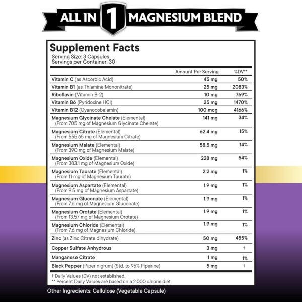 NEW AGE Magnesium Supplement -Powerful Glycinate Citrate Malate Oxide Taurate Aspartate Gluconate Orotate & Mag Chloride Manganese Bone Health and Bone Strength, Joint Support- 180 Count