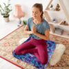 Mandala Meditation Cushion, Boho Meditation Mat, Meditation Pillows for Sitting on Floor, Cushions for Sitting in Home and Outdoor, Square Floor Pillows Cushion Seating for Yoga 22'' X 22''