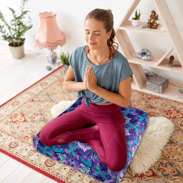 Mandala Meditation Cushion, Boho Meditation Mat, Meditation Pillows for Sitting on Floor, Cushions for Sitting in Home and Outdoor, Square Floor Pillows Cushion Seating for Yoga 22'' X 22''