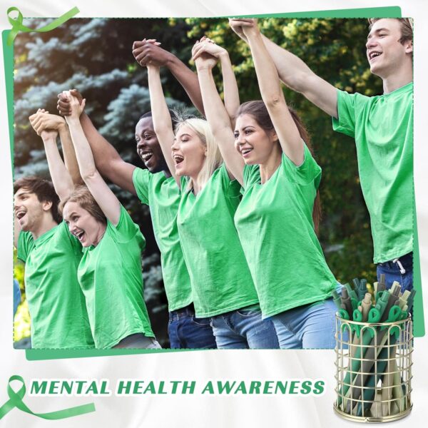 TecUnite 50 Pcs Mental Health Awareness Pens Green Ribbon Ballpoint Pens Bulk Motivational Therapist Alport Syndrome cerebral palsy Awareness Ribbons for Office Charity Favors Supplies Accessories