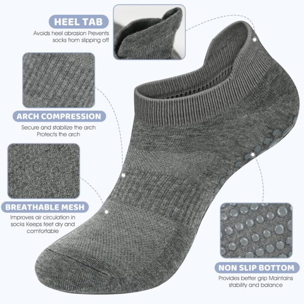 AURUZA Grip Socks for Women Men Pilates Grip Socks Non Slip Yoga Sock with Grips for Barre Barefoot Hospital Grippy Sock