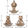 Bronze Frog Figurines, 3-Piece Yoga Decor Set, Antique Bronze Color, Handmade Home Decoration