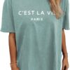 CSDAJIO Women's Casual Short Sleeve Loose Shirt Oversized T-Shirt Trendy Going Out Crew Neck Summer Graphic Tees