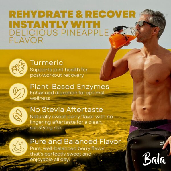 BALA Enzyme Hydration & Sugar-Free Electrolyte Drink Mix Powder - may contributes to overall wellness - Pineapple 0.25oz (10 Count)