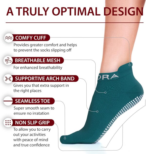 Rymora Pilates Socks With Grips Women Men - Non Slip Socks 2 Pairs - Yoga Socks Fall Prevention Dance Home Workout