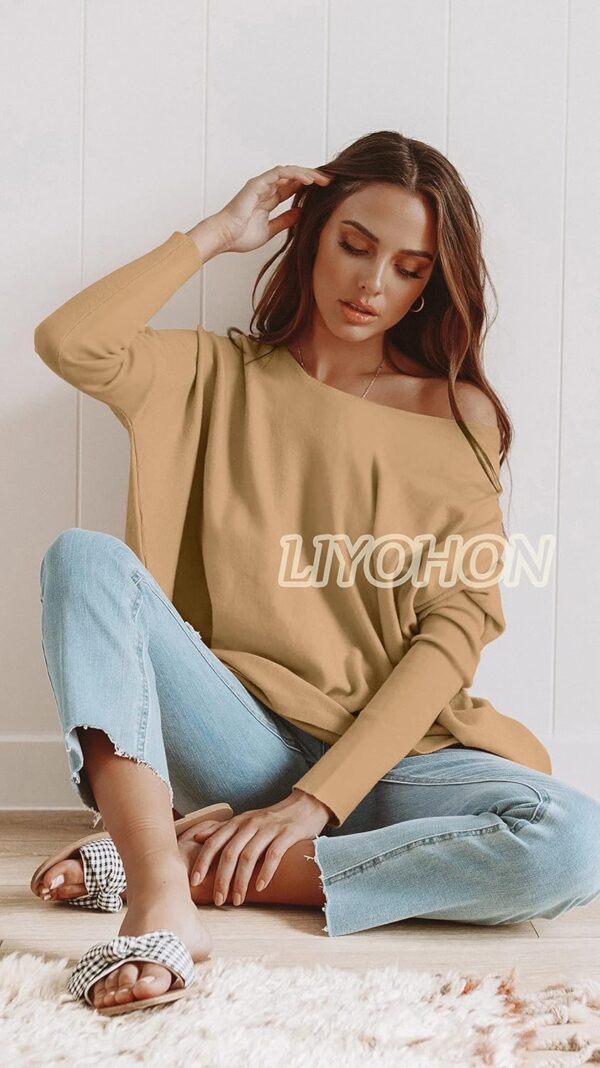 LIYOHON Oversized T Shirts for Women Tunic Tops to Wear with Leggings Long Sleeve Fall Sweaters Dressy Tops