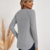 Ficerd 3 Pack Women's Long Sleeve T Shirt Casual Crew Neck Raglan Sleeve Side Split Curved Hem Basic Tunic Tops