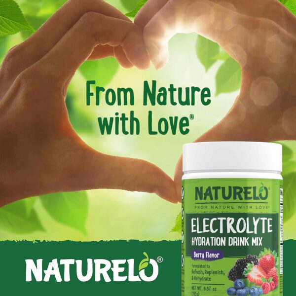 NATURELO Electrolyte Powder, Hydration and Mineral Drink Mix, Sugar Free & Non-GMO Berry Flavor 50 Servings