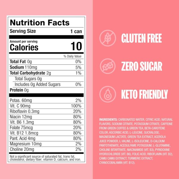 ZOA Zero Sugar Energy Drinks, White Peach - Sugar Free with Electrolytes, Healthy Vitamin C, Amino Acids, Essential B-Vitamins, and Caffeine from Green Tea - 12 Fl Oz (12-Pack)
