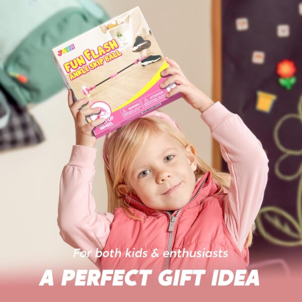 JOYIN Pink Ankle Skip Ball with Flashing Lights, Skip it Toy for Kids Indoor & Outdoor, Flashing Swing Ball Foldable Sports Toy, Birthday Gifts for Kids 3 4 5 +