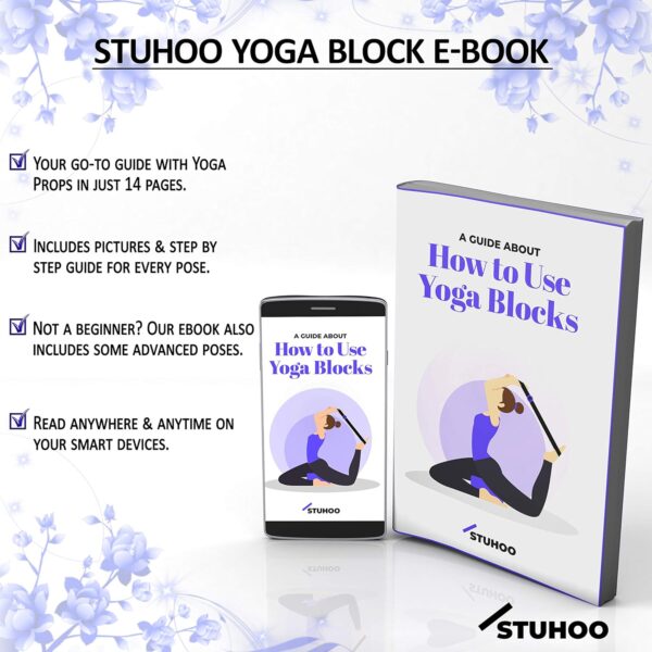Yoga Blocks 2 pack and Yoga Strap Includes Descriptive E-book for Beginners Sturdy Yoga Brick & Lightweight Eva Foam Block Support Deepen Poses, Provides Strength & Stability for Pilates Practice
