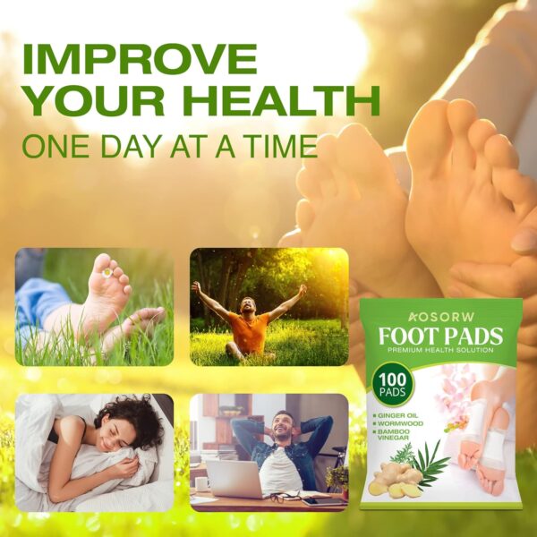 100 Pack Foot Pads, Ginger Oil Bamboo Charcoal Foot Pads, Foot Care Patch, Effective Feet Health Patches, Better Sleep Quality