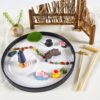 amberr Zen Garden for Desk - Premium Japanese Mini Sandbox Rock Garden Kit. Zen Sand Garden Mindfulness Gifts for Kids. Office Desk Accessories Meditation Room Decor Sand Tray Therapy Gift