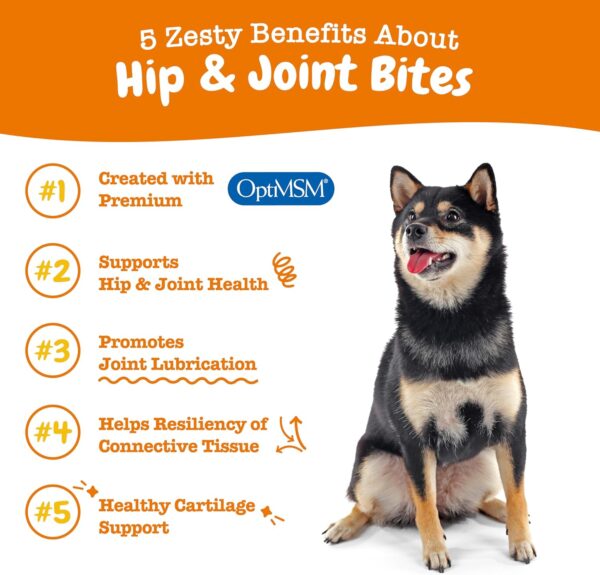Zesty Paws Hip and Joint Supplement for Dogs - Glucosamine with Chondroitin, MSM, Vitamins C and E Dog Joint Relief - Mobility Bites Bacon – 90 Count