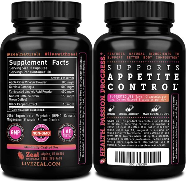 Apple Cider Vinegar Weight Management Pills for Women - Garcinia Cambogia + w. CLA & Green Coffee Bean Green Tea