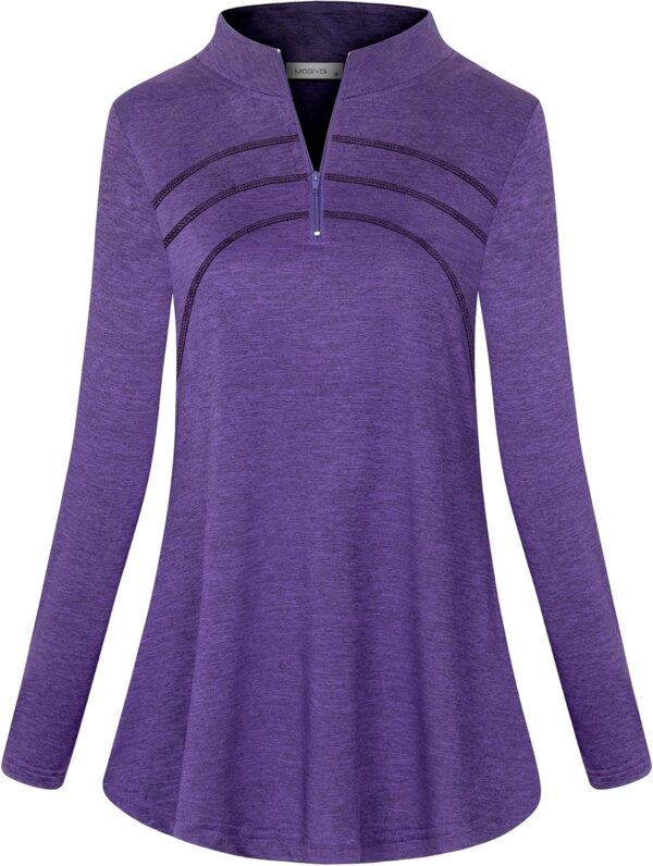 MOQIVGI Womens Long Sleeve Workout Tops Casual Sports Gym Yoga Running Half Zip Pullover