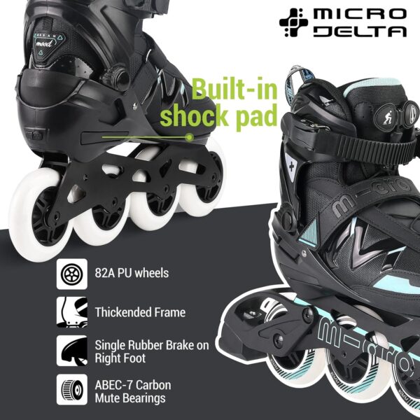 Men's Adult Inline Skate - Micro Delte High Performance Roller Skates Blades for Men, Indoor Outdoor and Fitness Black