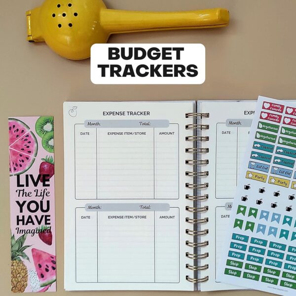 Life & Apples Meal Planner with Grocery List - Weekly Menu Plan and Prep, Healthy Diet and Weight Loss Tracking, 1 Year Undated Meal Planning Notebook, 5 X 8 Inch Spiral Notebook, Mint Green