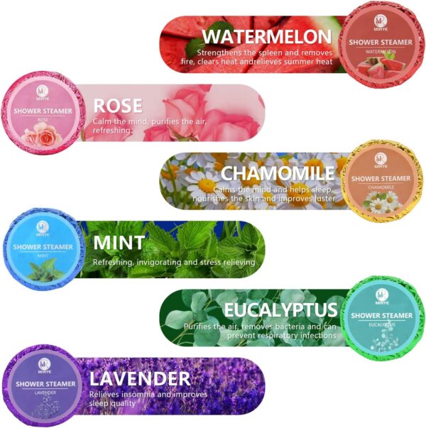 Shower Steamers Aromatherapy for Women or Men, Organic with Chamomile Rose Lavender Mint Watermelon Eucalyptus Essential Oil, 18-Pack Shower Bombs Birthday Gift