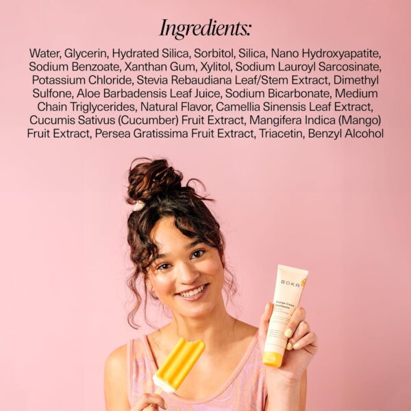 Boka Fluoride Free Toothpaste Nano Hydroxyapatite, Helps Remineralize, Appropriate for Sensitive Teeth, Whitening - for Adult, Kids Oral Care - Orange Cream Flavor, 4oz 1Pk - US Manufactured