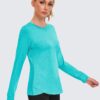 PINSPARK Long Sleeve Workout Tops for Women Crewneck Yoga Shirts Lightweight Athletic Gym Running Sport Casual T-Shirt