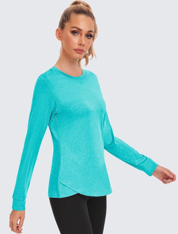 PINSPARK Long Sleeve Workout Tops for Women Crewneck Yoga Shirts Lightweight Athletic Gym Running Sport Casual T-Shirt