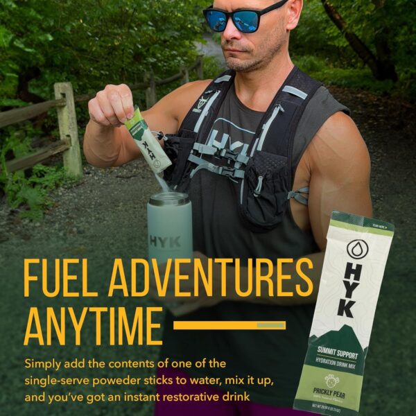 HYK Energy Electrolyte Drink - Hydration Powder Packets for Marathon Runners, Hikers, Endurance Athletes | from Pink Himalayan Salt | Easy Open Single-Serving Stick | Prickly Pear Flavor, 30 Count