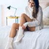 Grip Pilates Socks for Women, Yoga Slouch Socks with Grip for Barre Workout Hospital Long Scrunch Slipper Socks