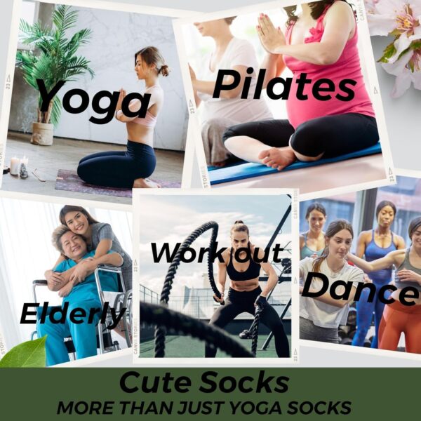 Soxbang 3/6 Pairs Pilates Socks with Grips,Yoga Socks Barre Socks Non Slip Socks Embroidery for Barre Ballet Barefoot Workout