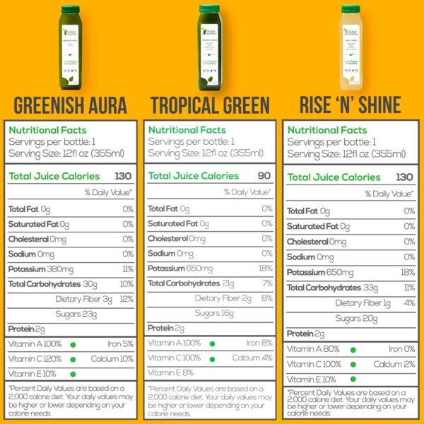 5 Day Juice Cleanse by Raw Fountain, Tropical Flavors, All Natural Raw, Cold Pressed Fruit and Vegetable Juices, Detox Cleanse, 30 Bottles 12oz, 5 Bonus Ginger Shots