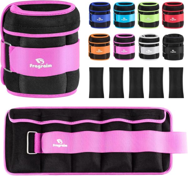 Fragraim Adjustable Ankle Weights 1-3/4/5/6/8/10/12/15/20 LBS Pair with Removable Weight for Jogging, Gymnastics, Aerobics, Physical Therapy