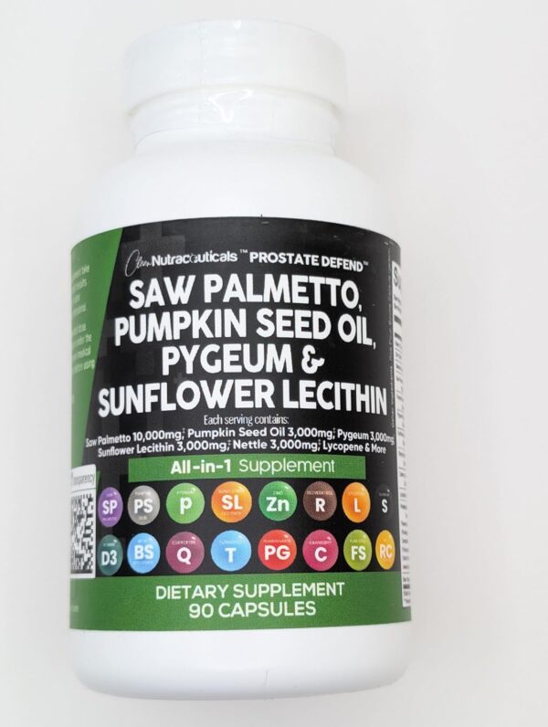 Clean Nutraceuticals Saw Palmetto Pumpkin Seed Oil Pygeum Sunflower Lecithin Stinging Nettle Cranberry - Prostate Supplements for Men with Lycopene - 90 Caps