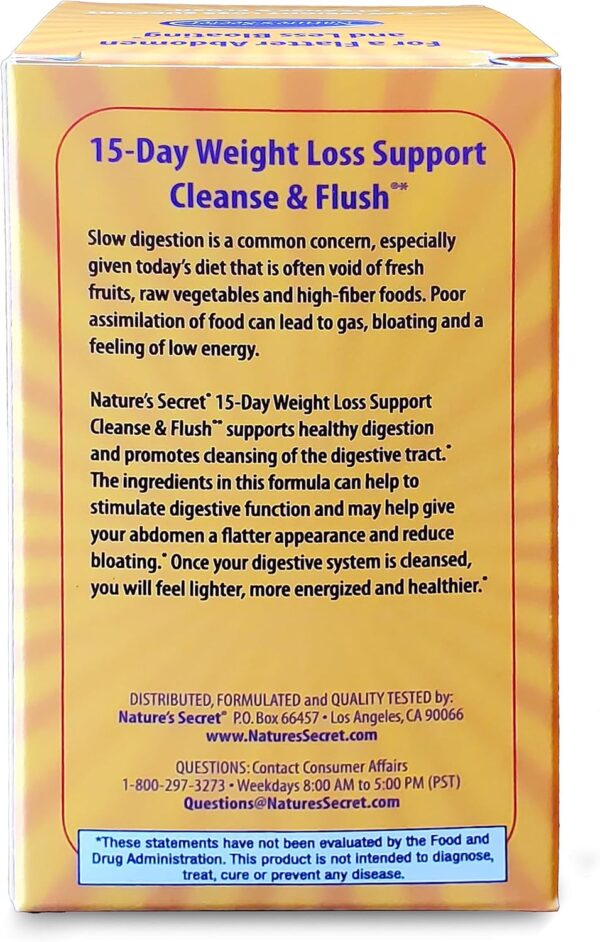 Nature's Secret 15-Day Weight Loss Support & Natural Energy Boost - Cleanse & Flush Stimulates Digestion, Enhances Toxin Elimination & Reduced Bloating with Healing Herbs & Probiotics - 60 Tablets
