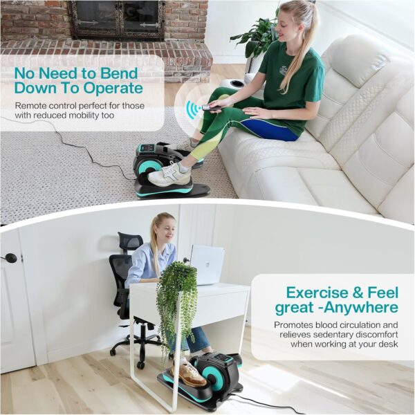 Under Desk Elliptical Machine, Ellipse Leg Exerciser for Seniors Adults, Adjustable Speeds Elliptical Trainer with Remote Control, Quiet & Portable Mini Seated Pedal Exerciser for Home Office Use