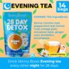 SkinnyBoost 28 Day Detox Tea Kit-1 Daytime (28 Bags) 1 Evening (14 Bags) Non GMO, Vegan, All Natural Teas, Made with Green Tea and Herbal Teas for Natural Detox and Cleanse, Reduce Bloating