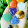 QINJIEJIE 7Pcs 7 Chakras 1.2" Heart Crystal Large Stone Rose Quartz Healing Crystals Love Polished Thumb Natural Palm Assorted Gemstones Reiki Energy Balancing Meditation Gift