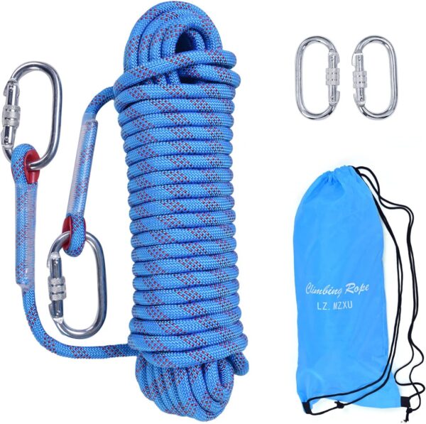 Climbing Rope, 12 mm Static Climbing Rope, 32FT(10M) 65FT(20M) 100FT(30M) 164FT(50M) Outdoor Rock Climbing Rope, Escape Rope, Rappelling Rope, Fire Rescue Parachute Rope