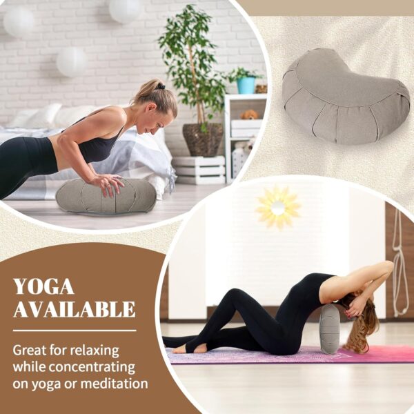 Wenqik 2 Pack Meditation Cushion Yoga Pillow Meditation Pillow Crescent Shaped Yoga Bolsters Zafu Seat with Removable Washable Cover Floor Pouf for Sitting Men or Women, Gray