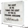 Namaste Quote the Light in Me Thinks the Light in You Wood Box Sign Rusitc Wooden Box Sign Yoga Meditation Room Desk Shelf Decor (5 X 5 Inch)