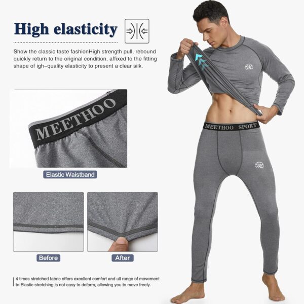 Men's Compression Base Layers Long Johns Winter Gear with Fleece Lined for Skiing