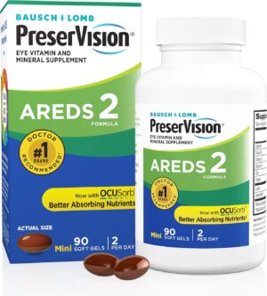 PreserVision AREDS 2 Eye Vitamin & Mineral Supplement, Contains Lutein, Vitamin C, Zeaxanthin, Zinc & Vitamin E, 90 Softgels (Packaging May Vary)