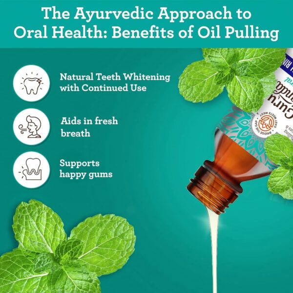 GuruNanda Travel Size Coconut Oil Pulling, 7 Essential Oils & Vitamins, Fresh Breath & Whitening Mouthwash, No Alcohol & Fluoride, 3 oz