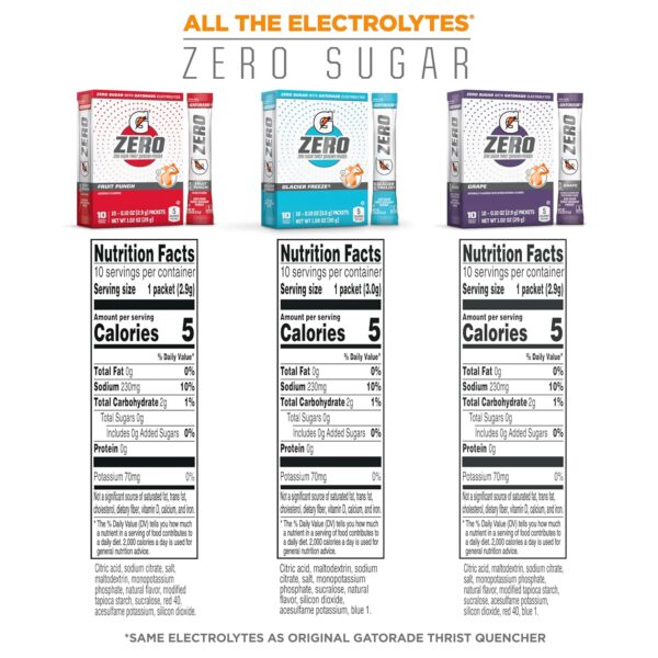 Gatorade G Zero Powder, Fruit Punch Variety Pack, 0.10oz Individual Packets - 10 Count (Pack of 5)