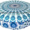 Indian Mandala Cotton Meditation Floor Pillow Cover Round Large Pouf Case Seating for Adults Decorative Meditation Floor Cushion Cover for Living Room Yoga Mat Kids Bean Bag