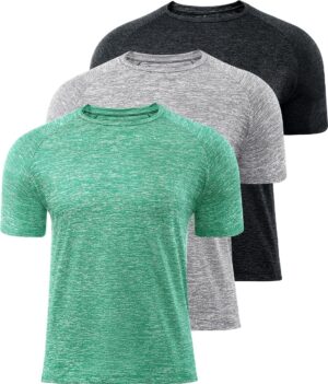 Mens Quick Dry Fit Athletic Workout Gym Running Tshirt Active Tee for Men Activewear Sport Fitness Moisture Wicking Shirt