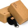Luxury Cork Yoga Block Set - Extra Large Yoga Blocks with Performance Grade Portuguese Cork | High Density, Non-Slip Support for Safer Balancing | 2 Pack | Extra Long Yoga Strap Included