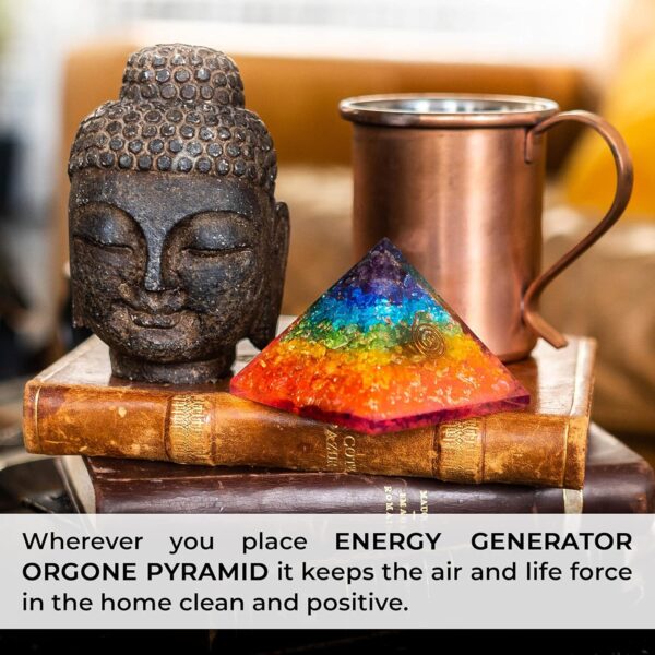 Orgonite Crystal Handmade Seven Chakra Gemstone Pyramid - Orgone Chakra Healing Stone Pyramids for Spiritual Healing, Meditaion, Yoga, Reiki Gifts, Office and Home Decor