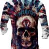 Mens Henley Shirts Graphic V Neck Long Sleeve Pullover Shirts 8Pcs Buttons Up Vintage Hippie Streetwear Tees Top