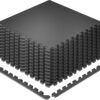 SUPERJARE 0.79'' Extra-Thick Exercise Equipment Mats, 12 Pcs 48 Sq Ft Rubber Top Floor Tiles with High Density EVA Foam, Interlocking Gym Flooring for Home Gym, Workout Mat, Black